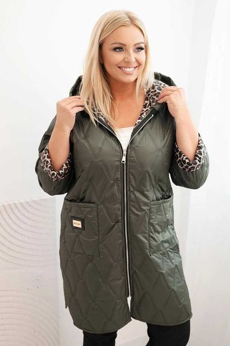 Pikowane Kurtki Damskie Plus Size Panterka Kolory