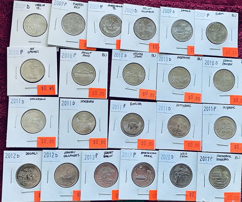 Монети США UNC  (долари, квотери, центи)
