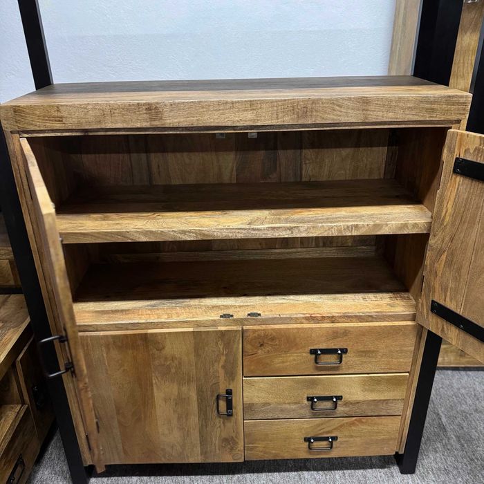 Duża komoda regał z serii Britt drewno mango styl Loftowy Nowa F-Vat