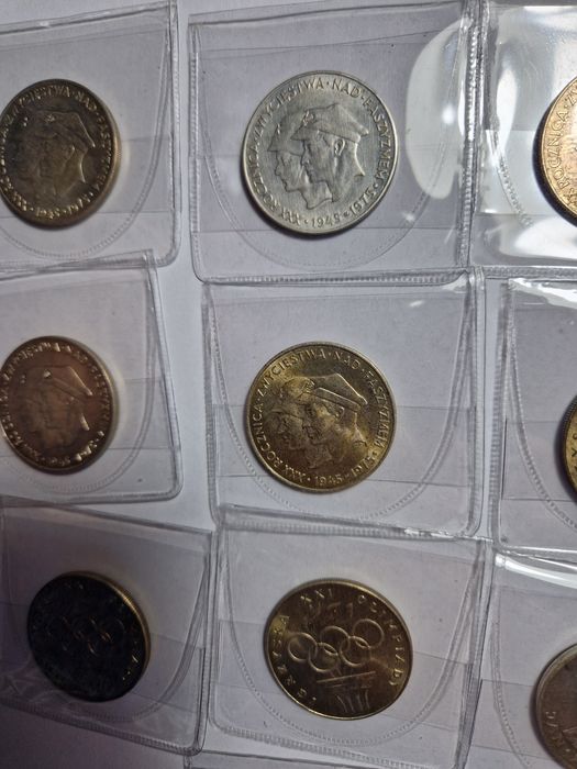 Monety PRL Srebro XXX PRL Mapka Papież Olumpiada Zestaw 10 Sztuk