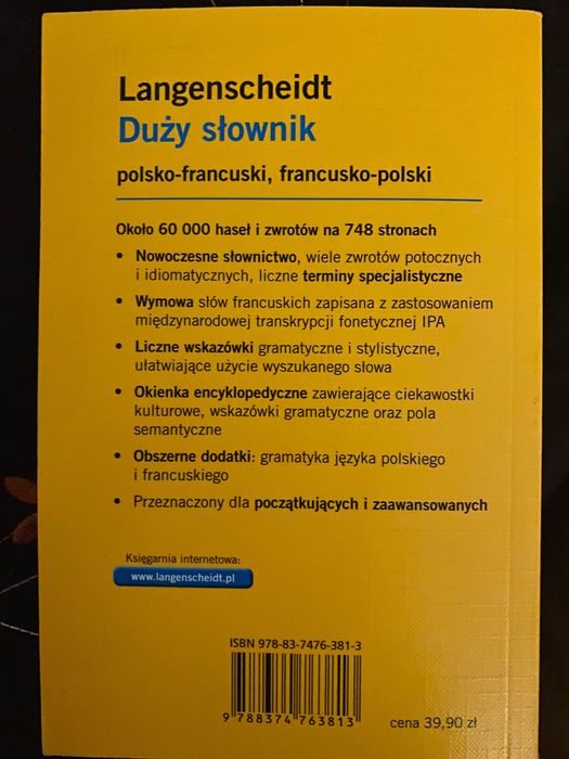 Duży słownik francusko-polski polsko-francuski Langenscheidt