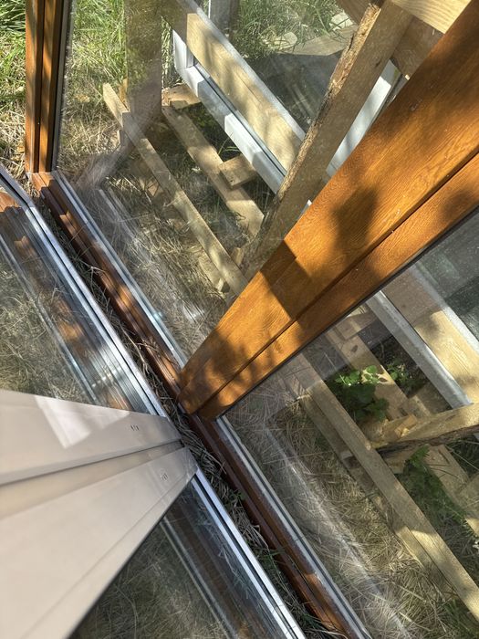 2x okno plastikowe 203x140 zloty dab 50/50 rozwierno uchylne transport