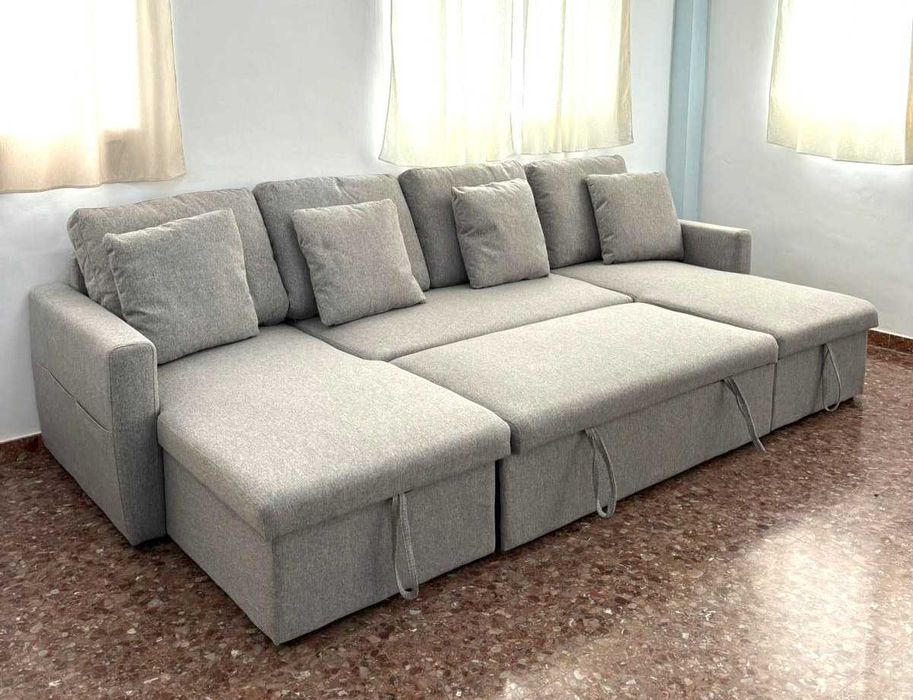 Sofá-cama de casal completamente novo com chaise longue + portes por 610€!