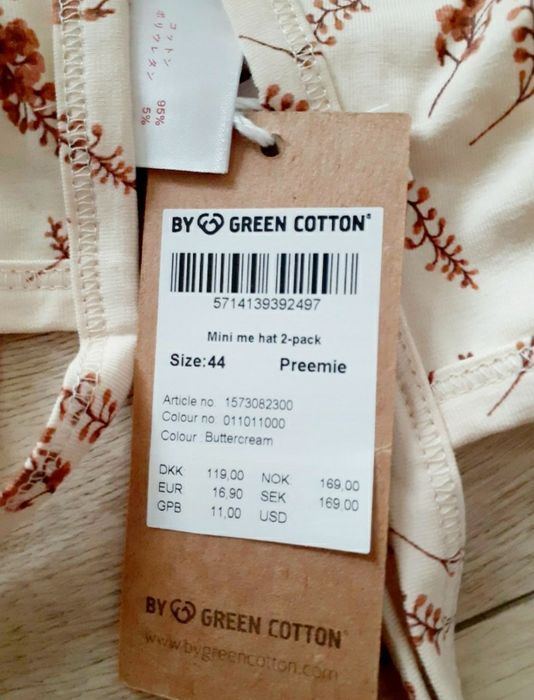 Czapeczki 2-pak r.44 wcześniaki
