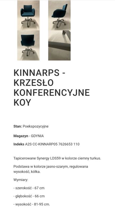 Fotel biurowo konferencyjny Kinnarps Koy