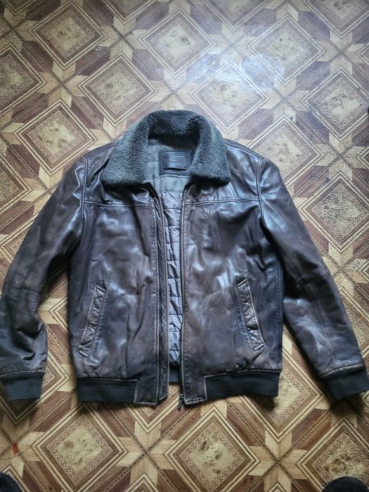 шкіряний бомбер Massimo Dutti гарний L-XL наппа овеча шкіра пілот авіатор