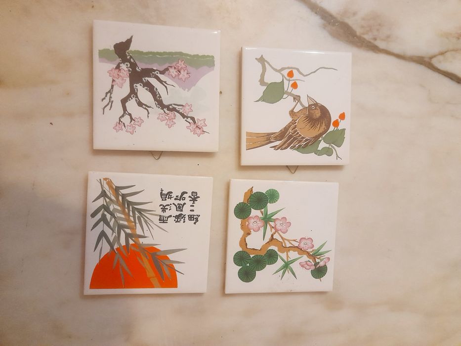 Conjunto de 4 Azulejos Decorativos Orientais