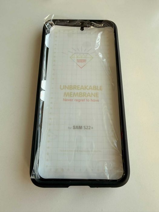 Etui Samsung S22+ ze schowkiem na karty + folia ,czarne + GRATIS