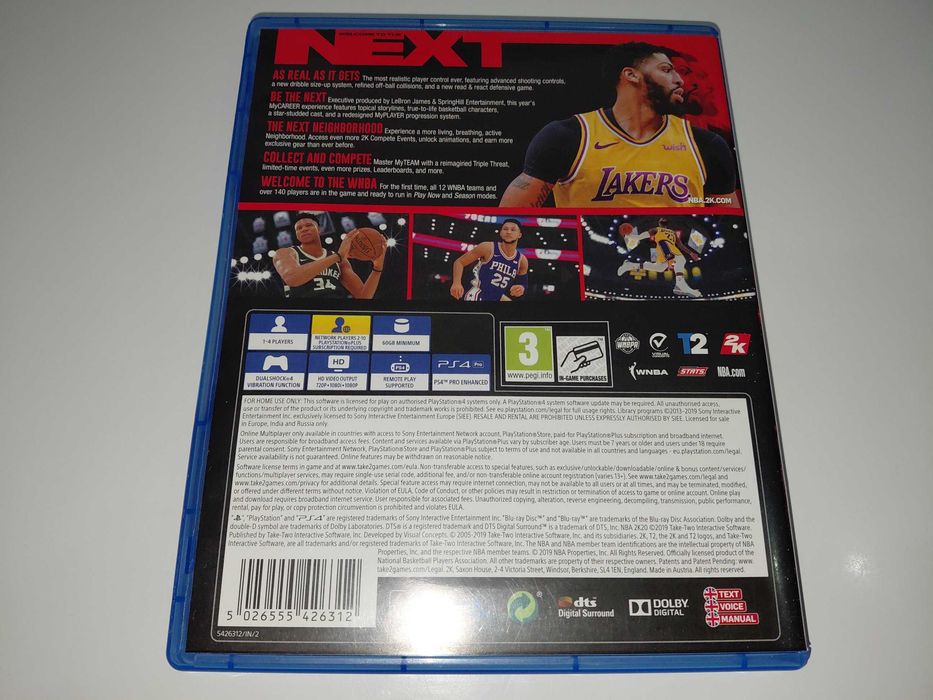 ps4 koszykówka NBA 2K20 dla 1-4 graczy na konsoli
