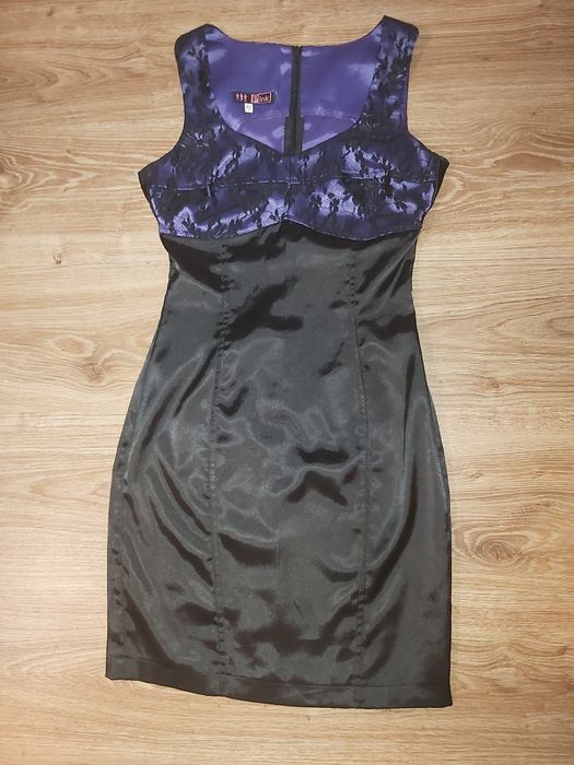 Плаття чорне атласне з мереживом