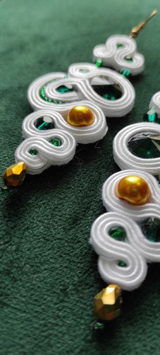 Kolczyki sutasz soutache ślubne Boho