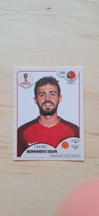 Cromo futebol de Bernardo Silva(Mundial 2018)da Panini