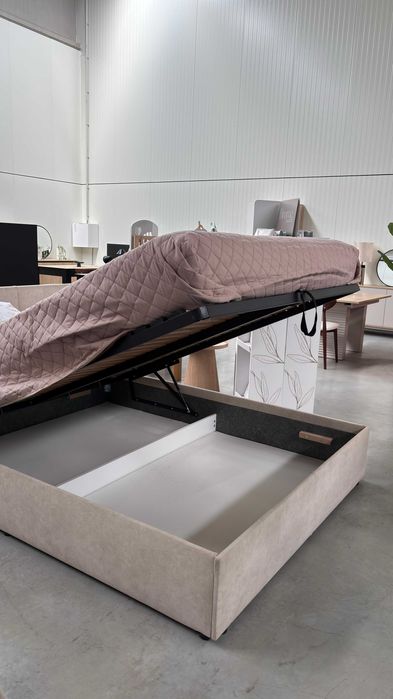 Cama de casal estofada | 1 unidade bege 160x200 cm | Artigo de showroom