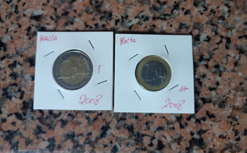 2 moeda 2008 F  1 euro e 2 euros