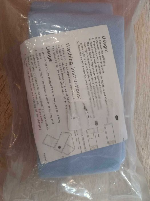 Podgrzewany szalik, niebieski, USB 3 temperatury 80 cm szalik grzewczy