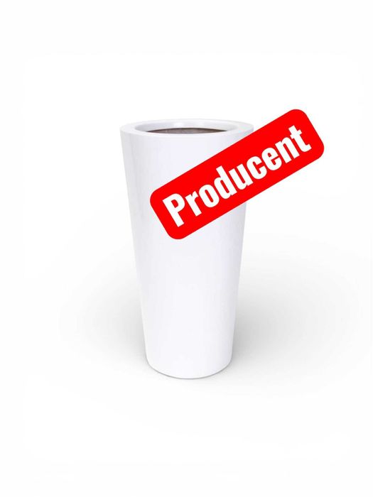 Doniczka Donica z włókna szklanego 92 x44 cm, biała/czarna połysk