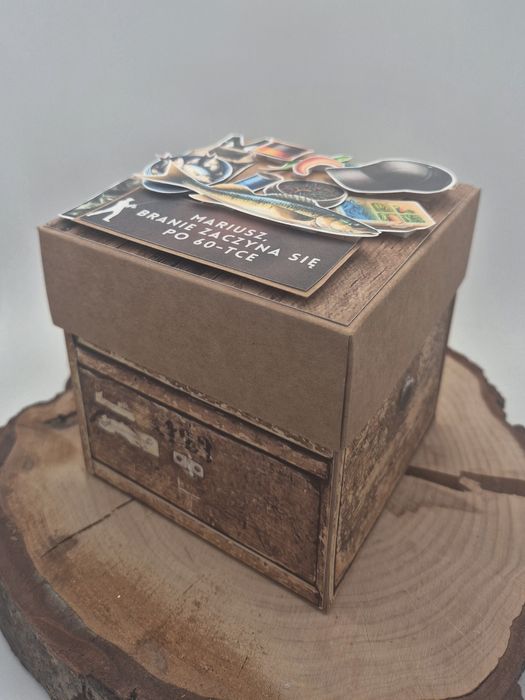 Exploding box urodziny mężczyzna WĘDKARZ prezent urodziny/emerytura