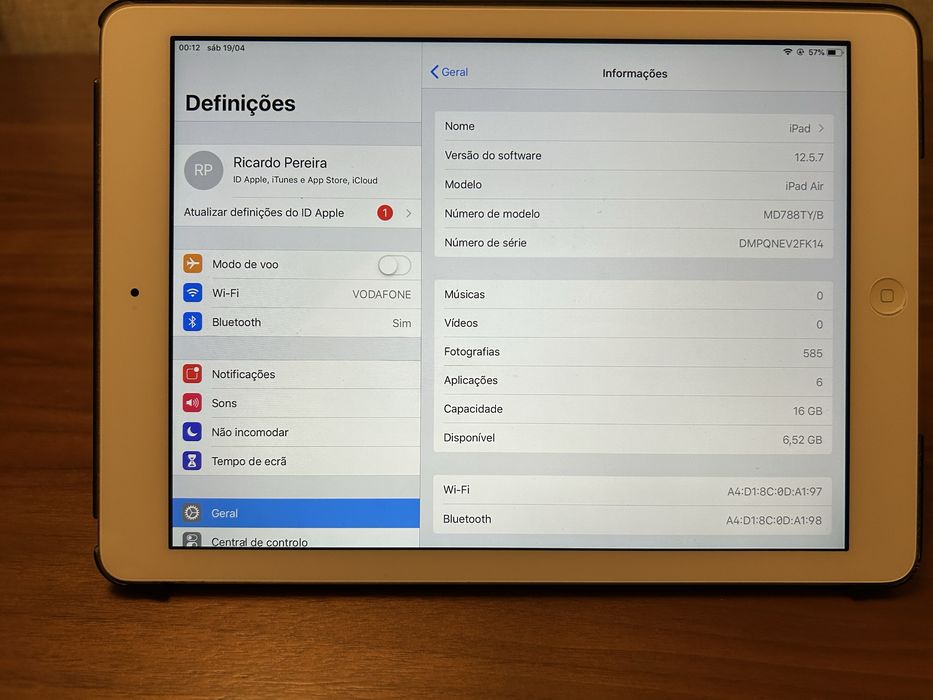 iPad Air Geraçao 1 - 16Gb  - A1474