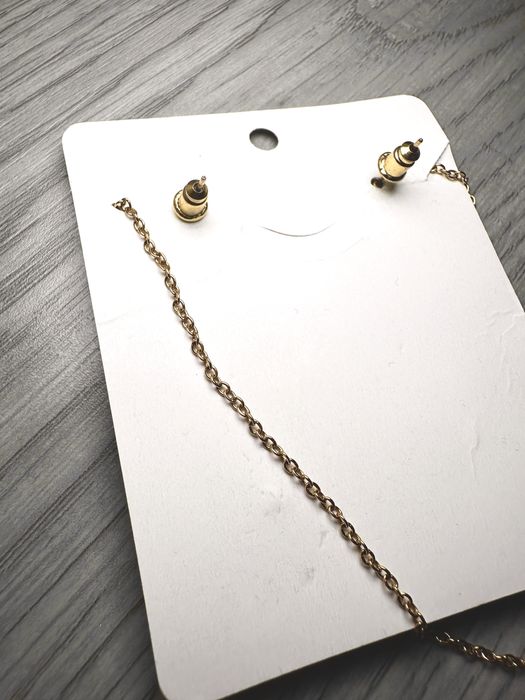 Conjunto colar + brincos aço inoxidavel - novo