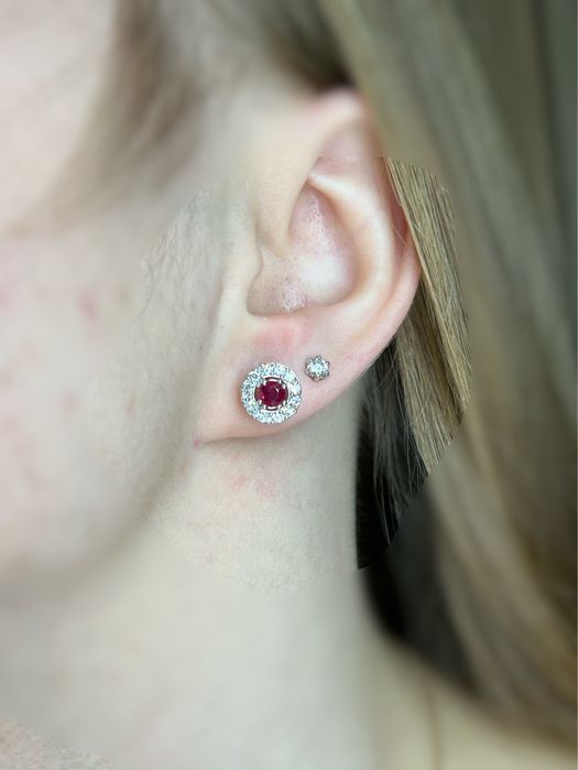 Серьги с изумрудом или рубином с бриллиантами золото 585