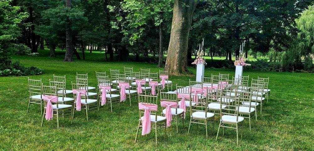 Wynajem namiotów, stołów, krzeseł, obrusy, dekoracje, Chiavari