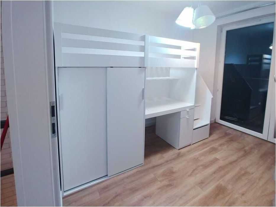 Łóżko piętrowe - antresola z szafą i biurkiem | MARY BASIC | DOSTAWA