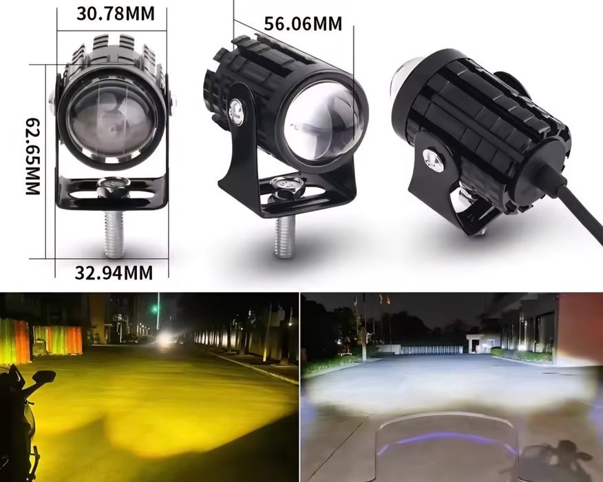 LED фари для мотоцикла та автомобіля, білий/жовтий