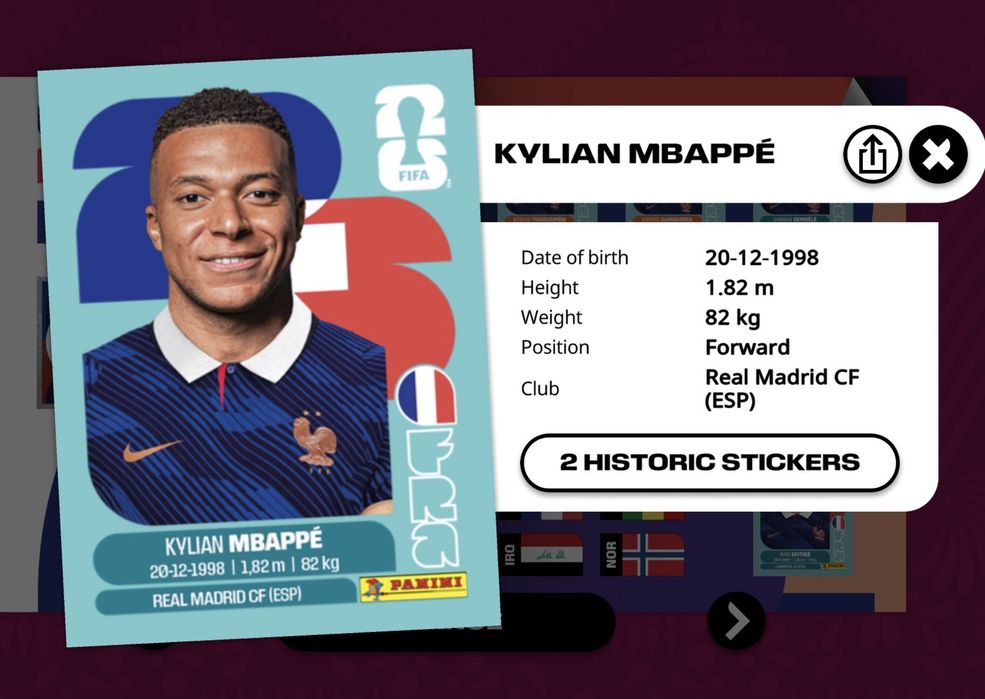 Цифрові стікери Panini World Cup 2026 (Messi, Cristiano Ronaldo, Mbappe Kane Salah Halland Yamal та інші)