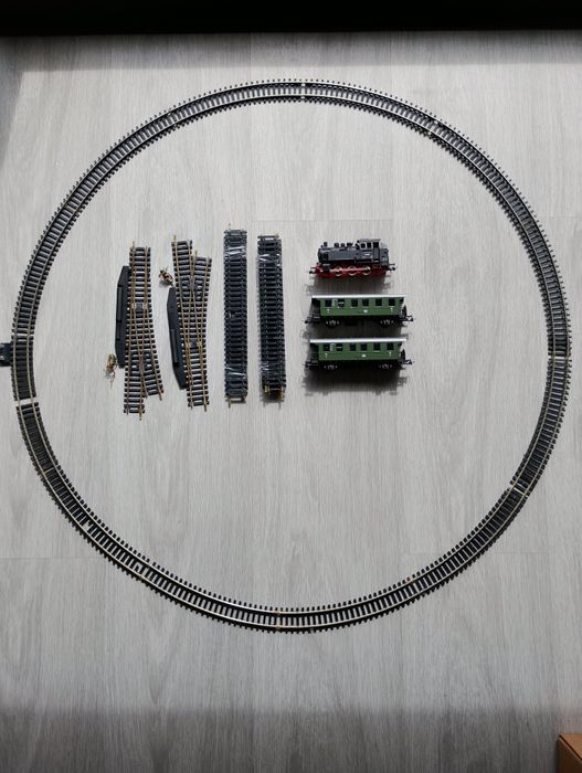 Conjunto Roco DC locomotiva + carruagens + linhas H0 1:87