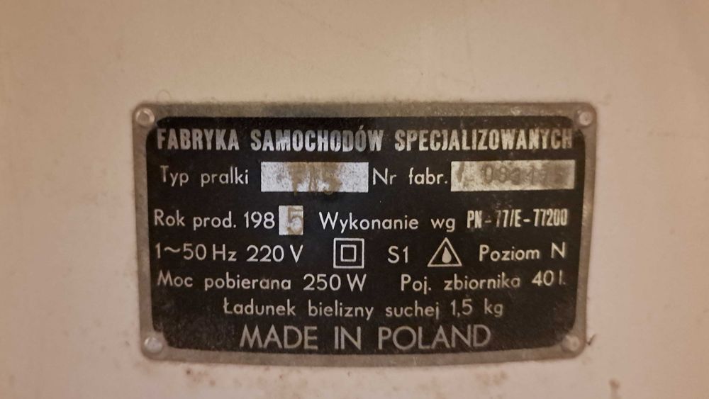 Pralka wirnikowa Frania