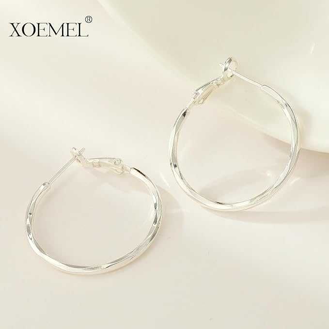 Серьги-кольца XOEMEL серебро 925 гипоаллергенные, d-3см. и d-4см. от