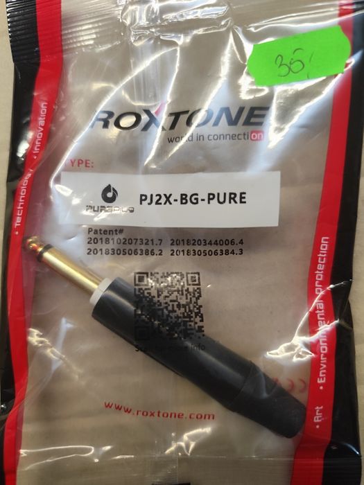 Wtyk typu Jack 6.3 mono z wyłącznikiem Roxtone PJ2X-BG-PURE