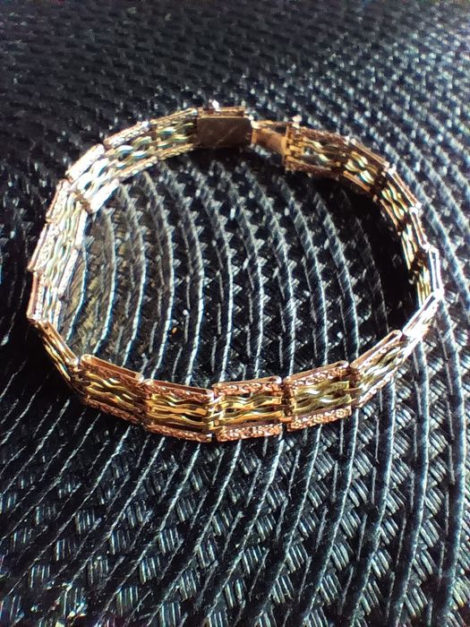 Złota bransoletka dwukolorowa