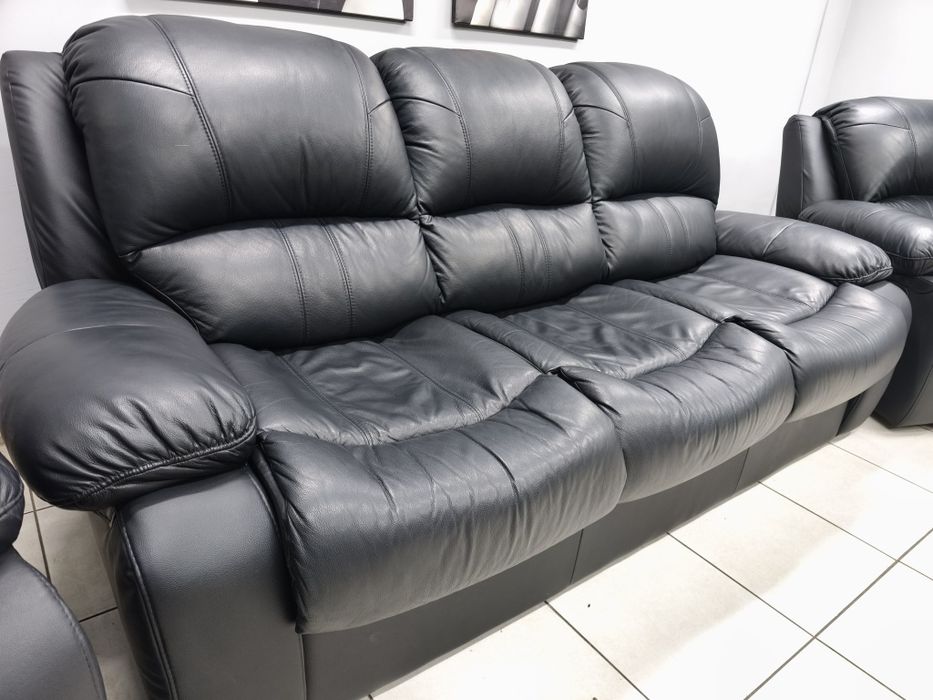 Шкіряний розкладний комплект 3+1+1! Реклайнер, розкладний диван