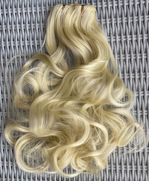 Premium Ultra włosy doczepiane, jasny blond, clip in 101.