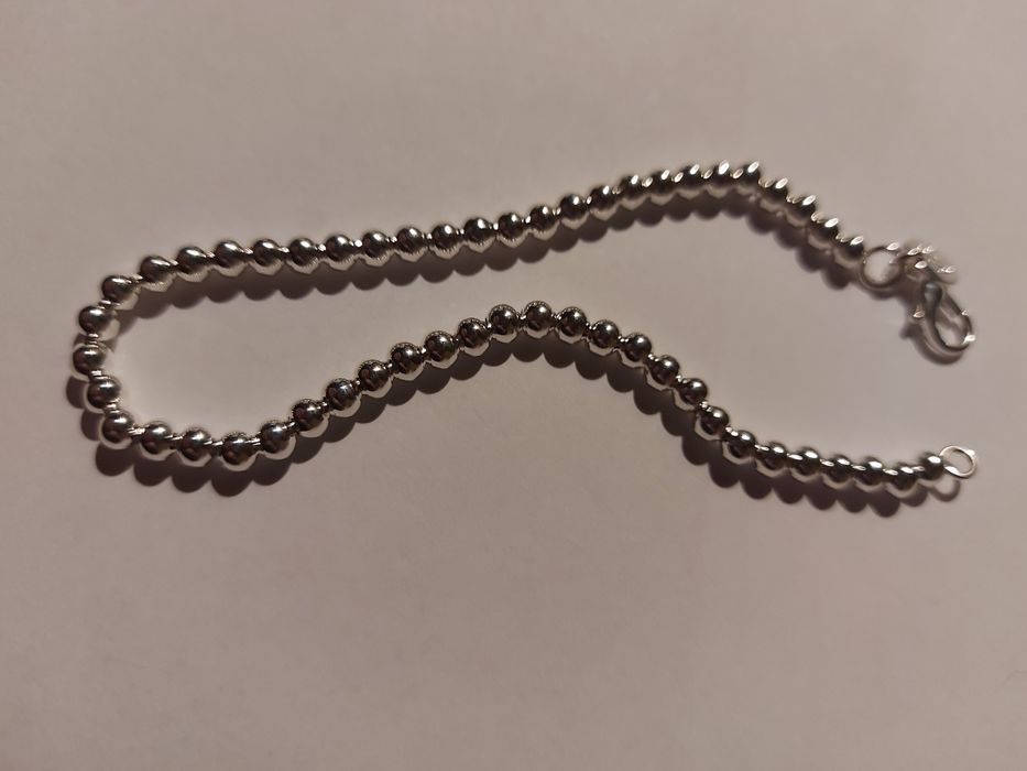 Nowa; ze srebra próby 925 bransoletka z kulek 20 cm