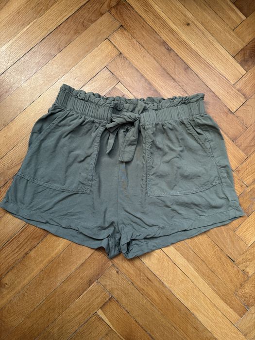 H&M zielone szorty spodenki khaki paperbag 158-164cm 12-14 lat