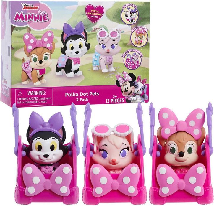 Ігрові фігурки дісней Junior Minnie Mouse Polka Dot Pets 3 фігурки