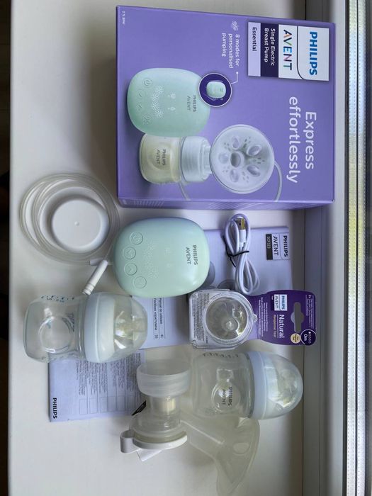 Молоковідсмоктувач philips avent електричний + пляшечка та дві змінні соски