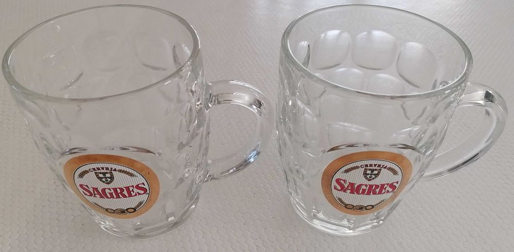Canecas de cerveja, "Sagres", 0.4 L,    2 un por 5€