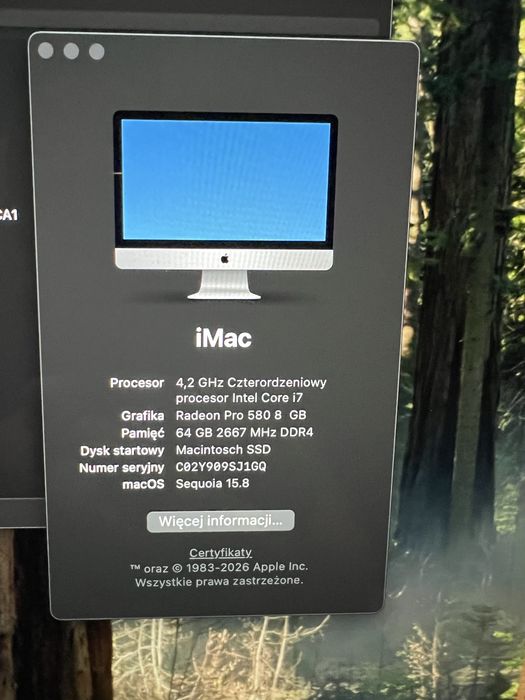 iMac 27”, 2017, i7 4,2 Ghz, 64 GB RAM, SSD-1T, HDD-2T, Sequoia 15.8