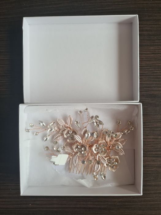 Grzebyk ślubny do włosów Rose Gold