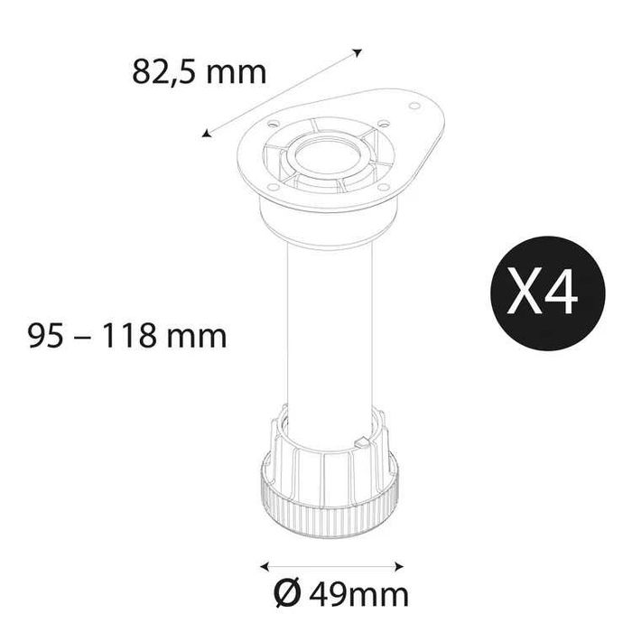 4x Pés reguláveis para armário/nóvel - 9,8 A11,8 CM [NOVOS]