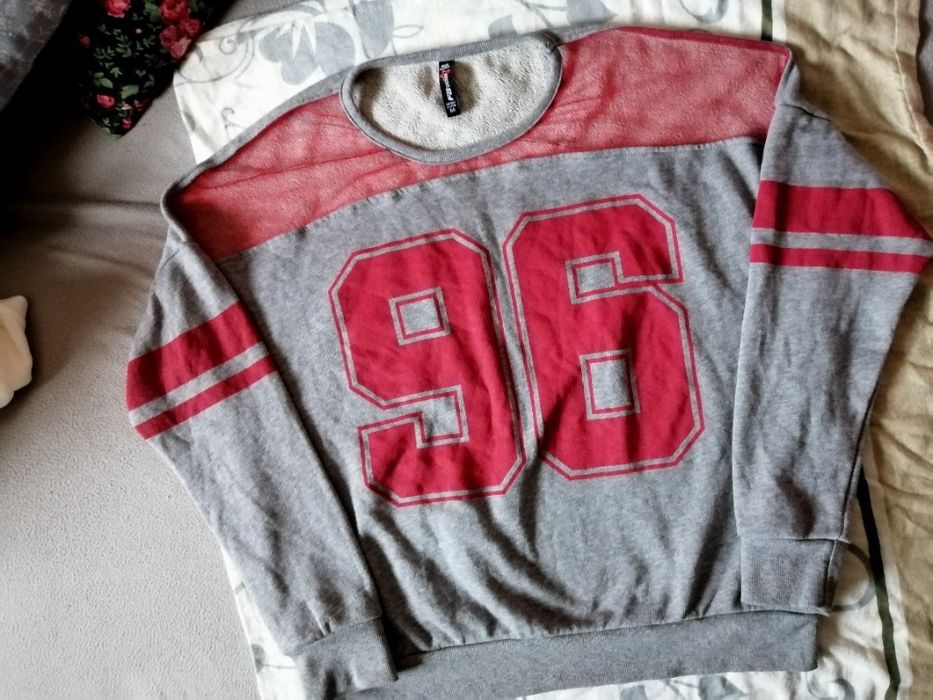 NEW YORkER Szara Bluza oversize. Z wstawką siateczkową