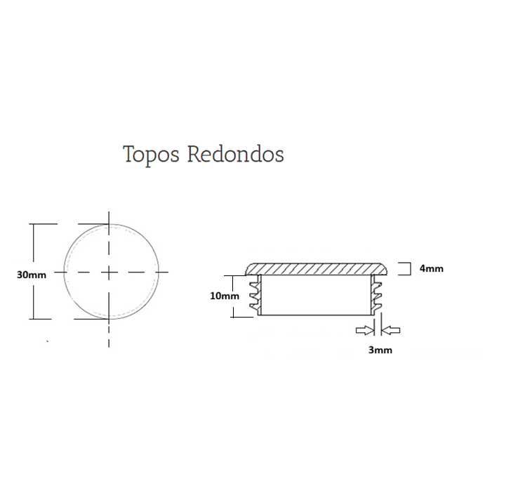 Tampa Plástica 30mm Redonda – Tampa PVC Proteção para Tubo 30 mm