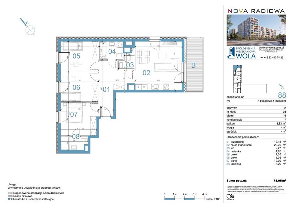 4-pokojowe mieszkanie 78m2 + balkon Bezpośrednio