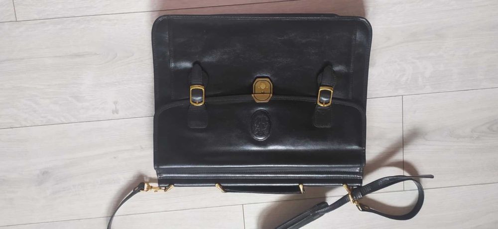 Luksusowa czarna aktówka ze skóry