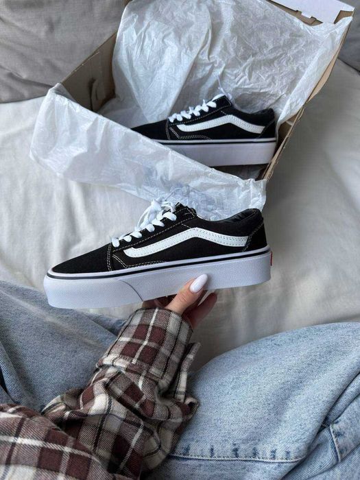 Кеди Vans Old Skool Platform / Ванс Олд Скул Платформ черные белые 38 39 40 41 42 43