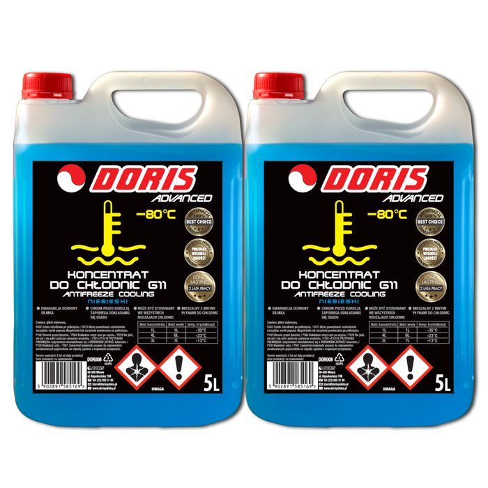 Koncentrat płynu do chłodnic G11 -80°C DORIS 10L Zestaw 2szt x 5L