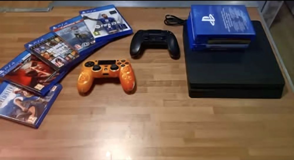 PS4 + 2 Comandos + 9 Jogos (FIFA 23, GTA V, Tekken 7)